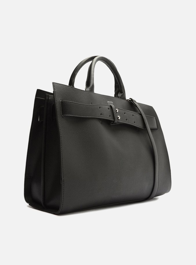 Bolsa Tote Preta Grande Tira Rebites