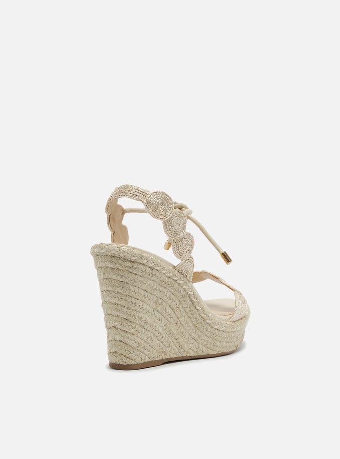 Sandália Off-White Plataforma Tiras Bordadas