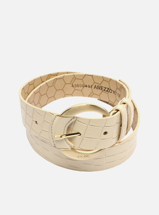 Cinto Off-White Couro Croco Abbraccio