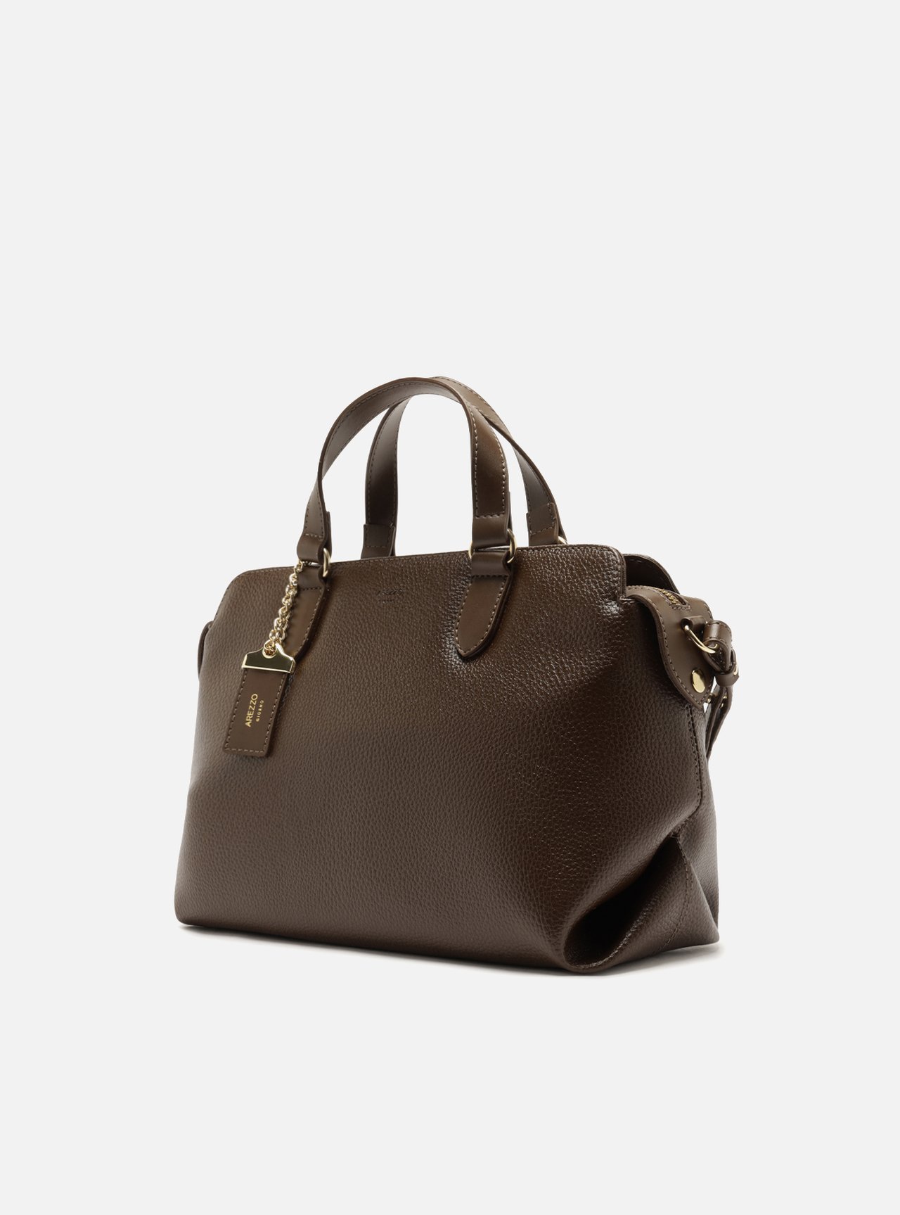 Bolsa Tote Marrom Média Corrente Dourada — foto 2