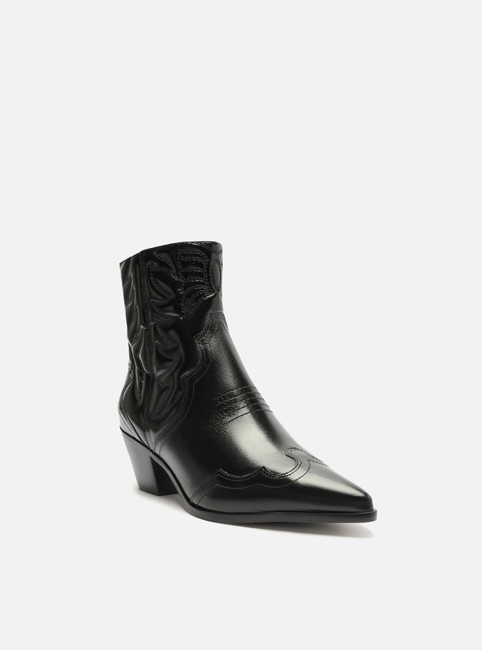 Bota Preta Couro Cano Curto Western