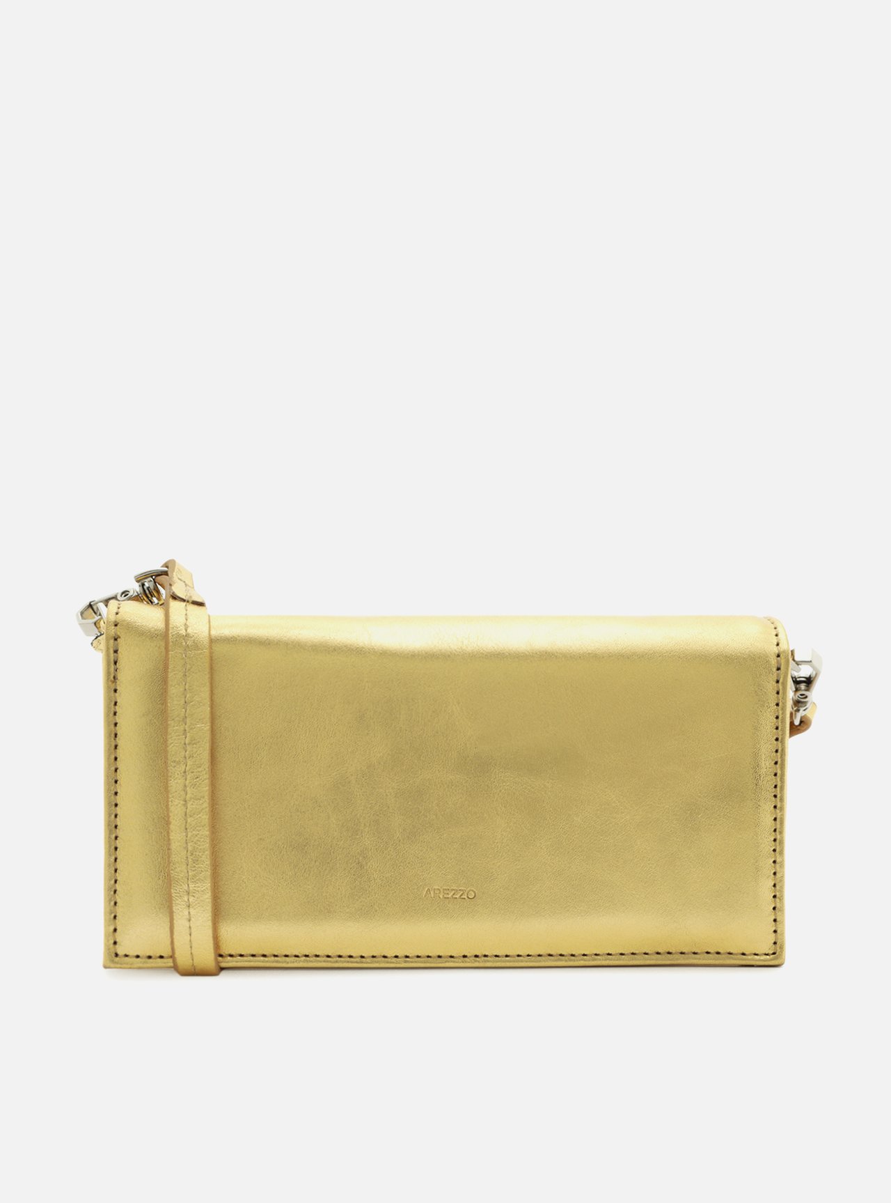 Clutch Dourada Couro Metal Geométrico — foto 3