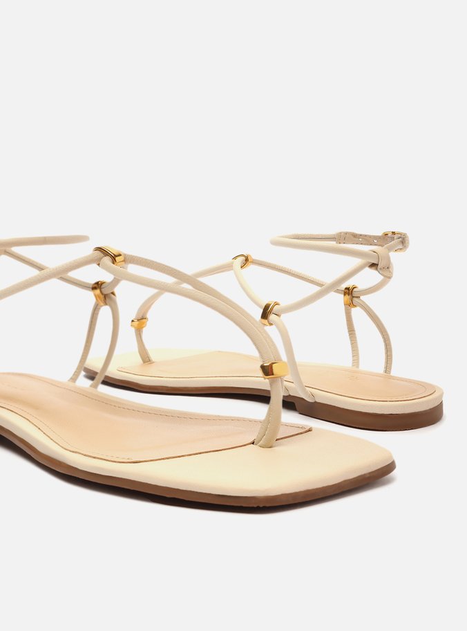 Sandália Rasteira Off-White Tiras Elos