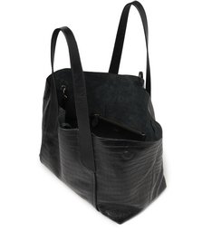 Bolsa Shopping Preta Couro Croco Roma Bolsa Shopping Preta Couro Croco Roma