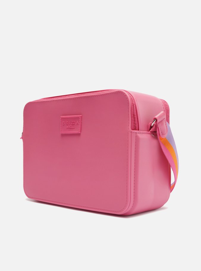 Bolsa Tiracolo Rosa Alça Colorida Brizza