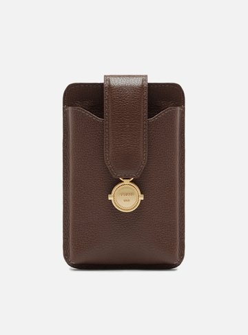 Mini Bag Marrom Couro Porta-Celular Medalha