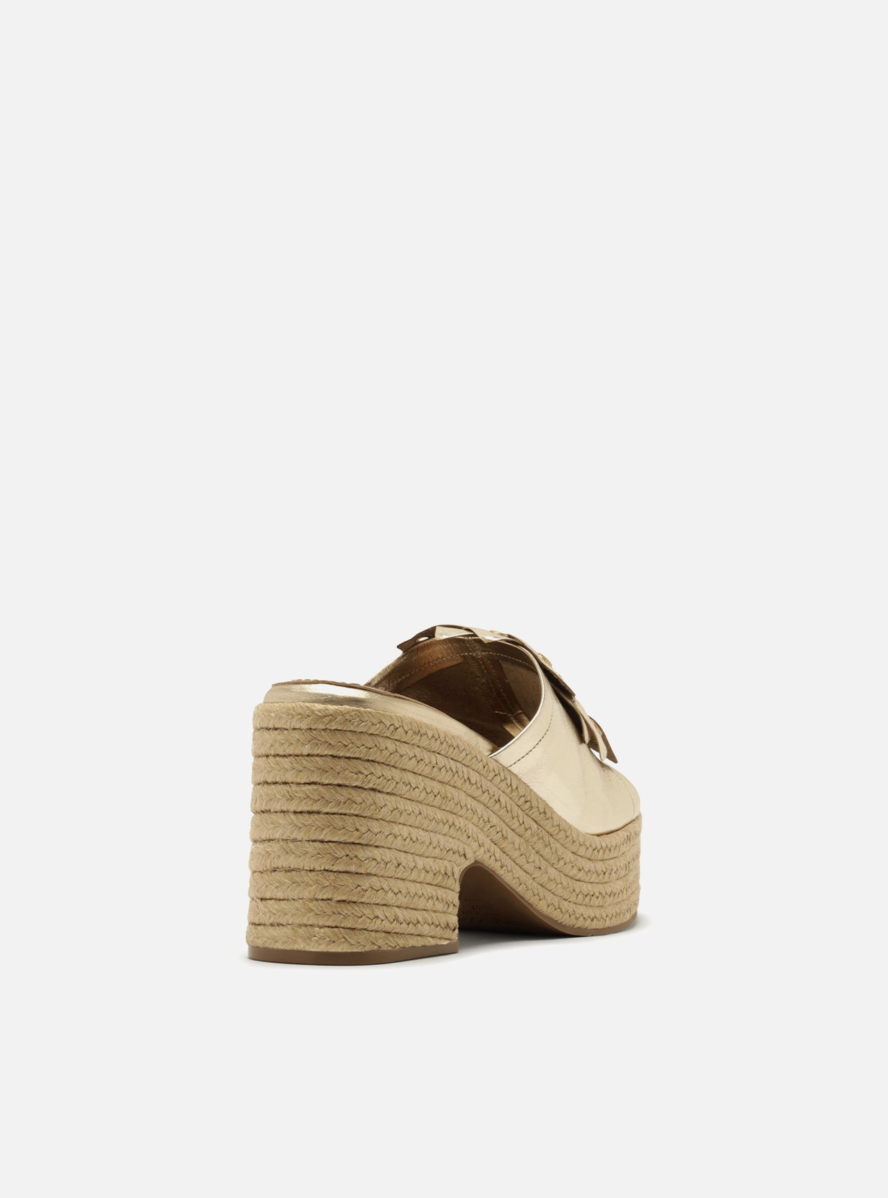 Tamanco Bico Redondo Ráfia Salto Meia-Pata Bloco — foto 3
