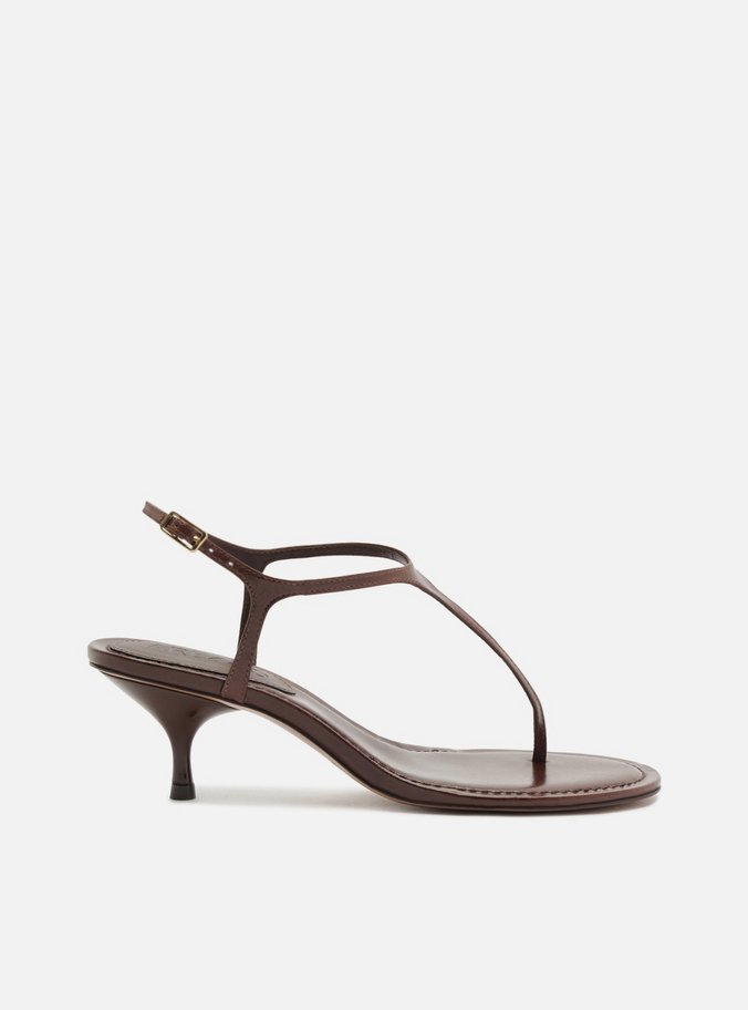 Sandália Marrom Salto Baixo Tira Fina