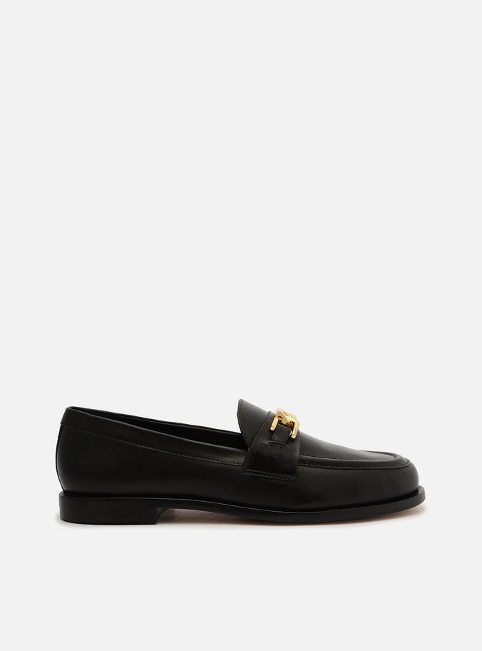 Mocassim Preto Couro Metal Livia