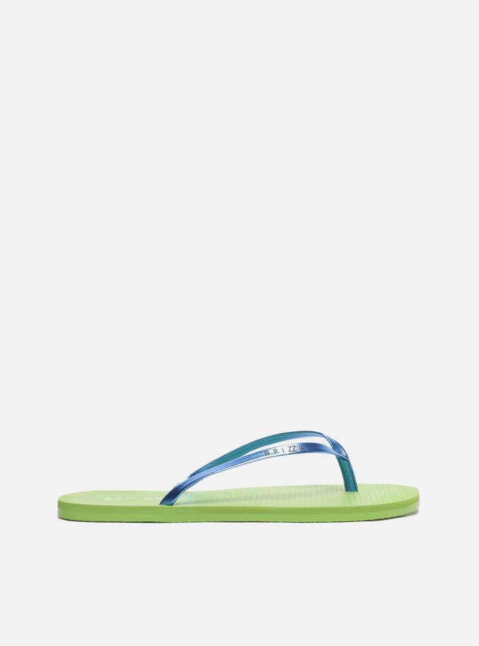 Chinelo de Dedo Verde Tira Metalizada Azul Brizza