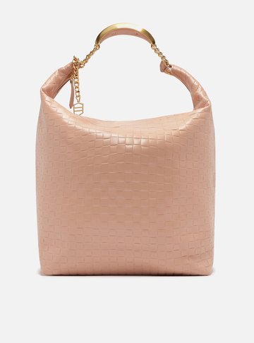 Bolsa Hobo Rosé Couro Tressê Grande Silvia Braz