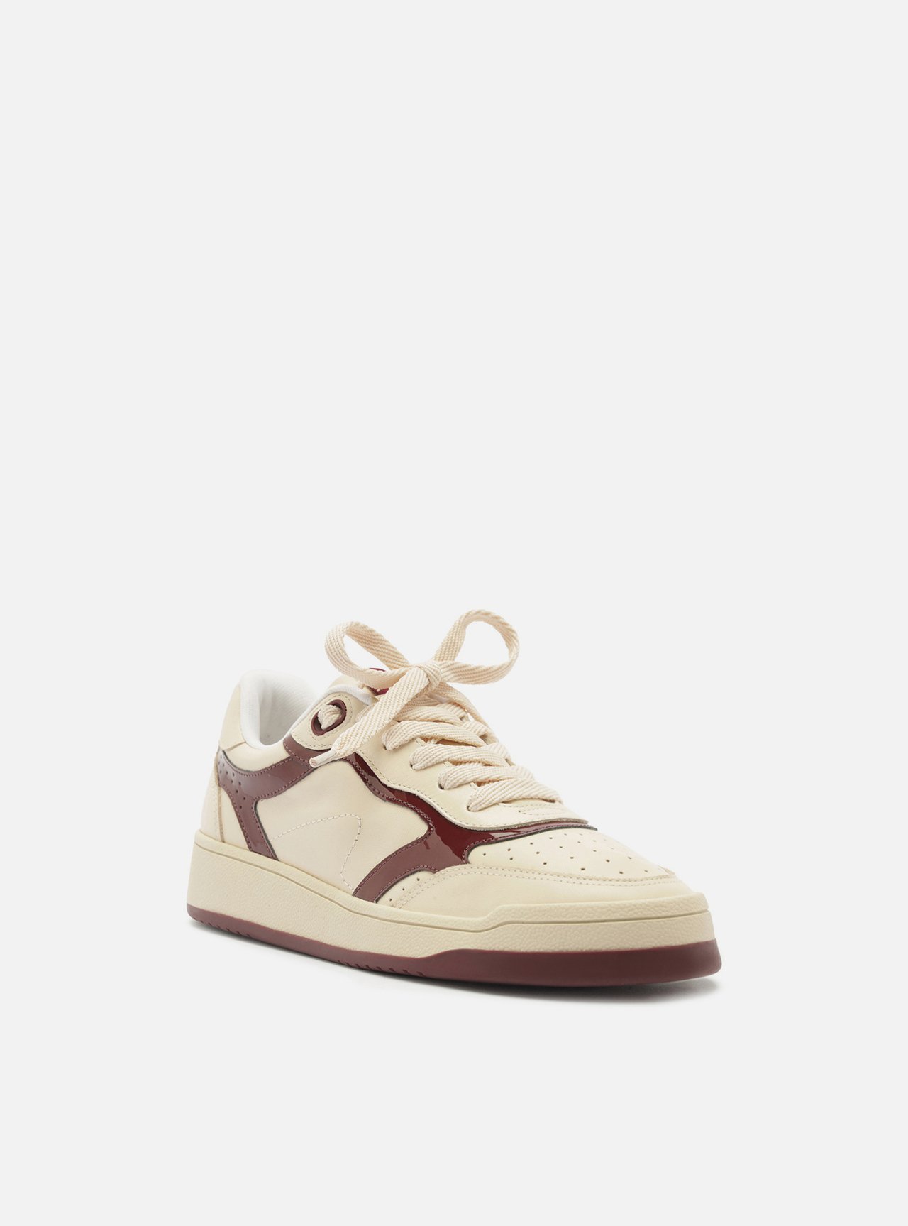 Tênis Off White Couro Sola Baixa Rush Bordô — foto 2