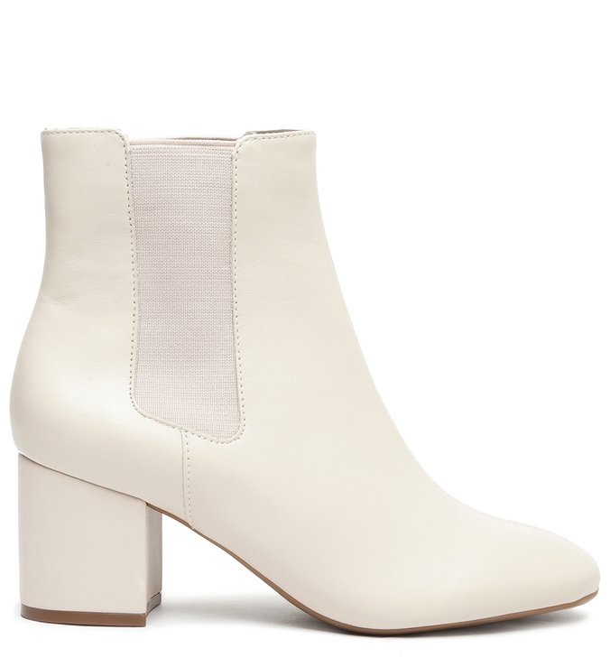 Bota Off-White Couro Chelsea Salto Bloco