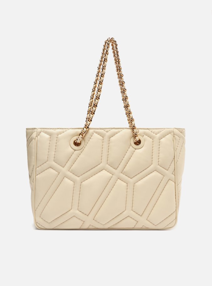 Bolsa Shopping Off-White Couro Pesponto Emma Grande