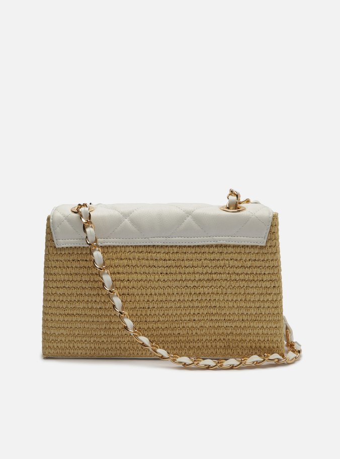 Bolsa Tiracolo Branca Couro Mizz Média Palha