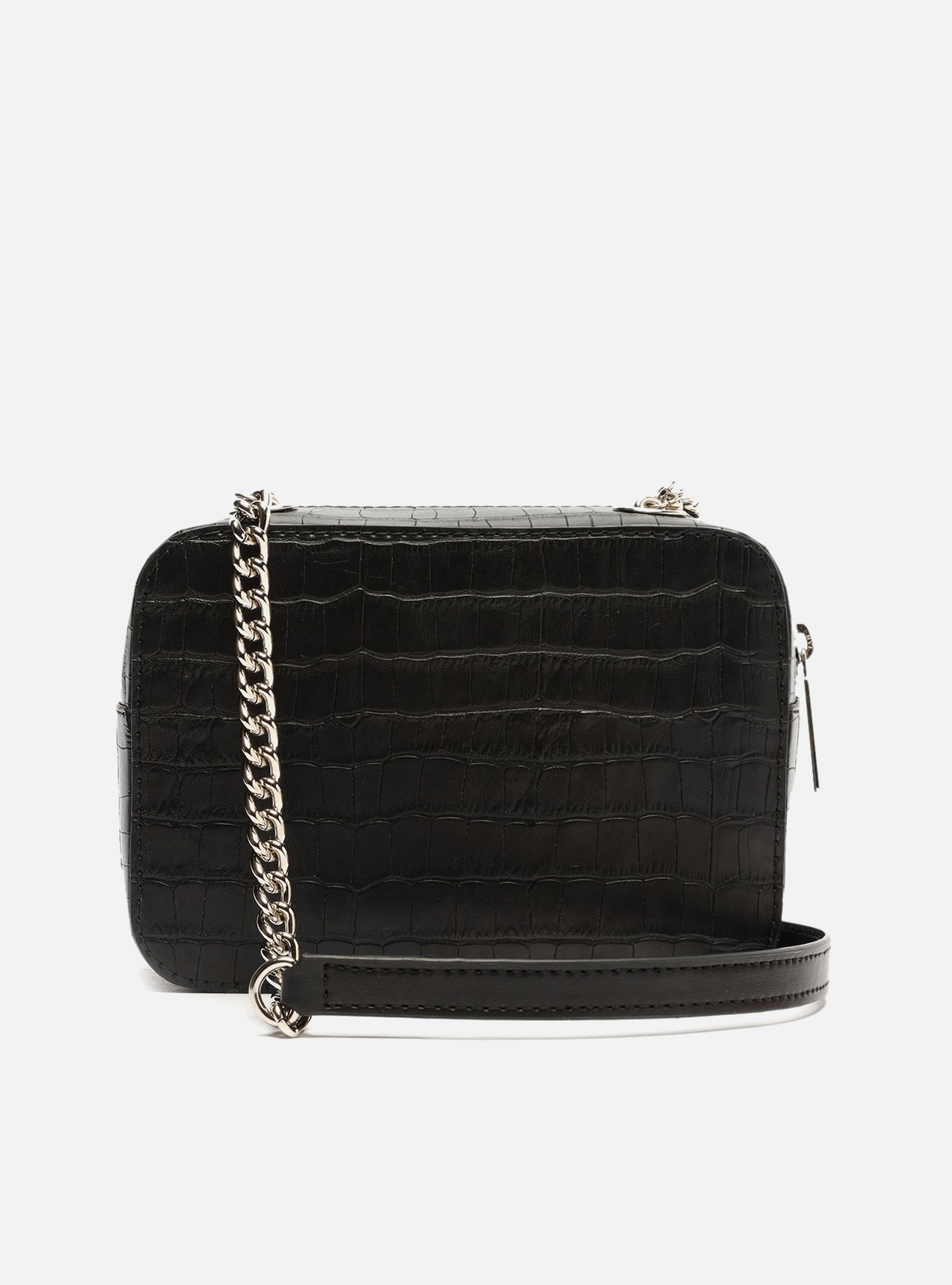 Bolsa Tiracolo Preta Croco Pequena Barbicacho — foto 3
