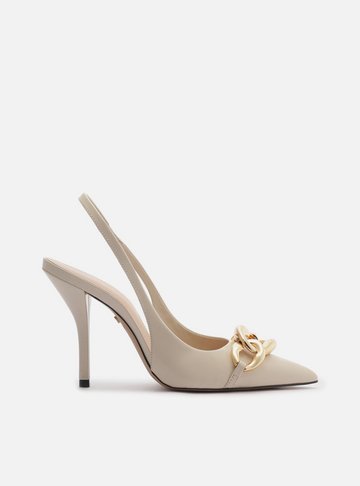 Scarpin Branco Salto Alto Slingback Elos