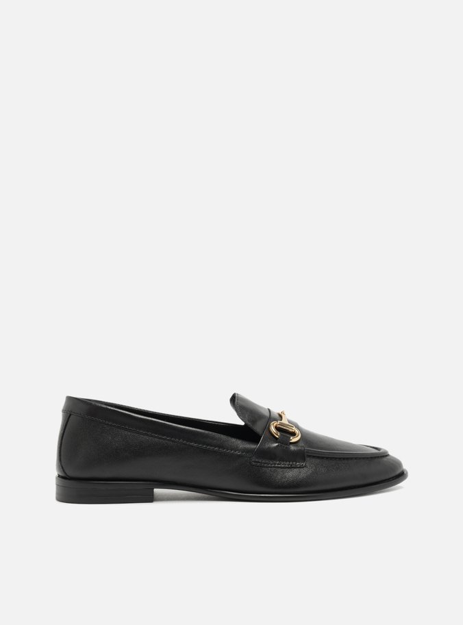 Mocassim Preto Couro Bico Fino Bridão