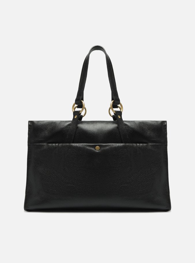 Bolsa Shopping Preta Couro Cora Grande
