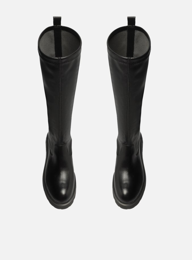 Bota Preta Couro Cano Longo Tratorada Heavy