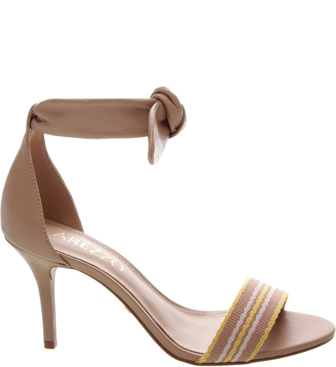 Sandália Isabelli Lace Up Gorgurão Pale Beige