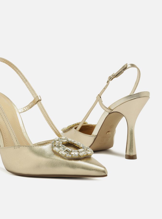 Scarpin Dourado Salto Alto