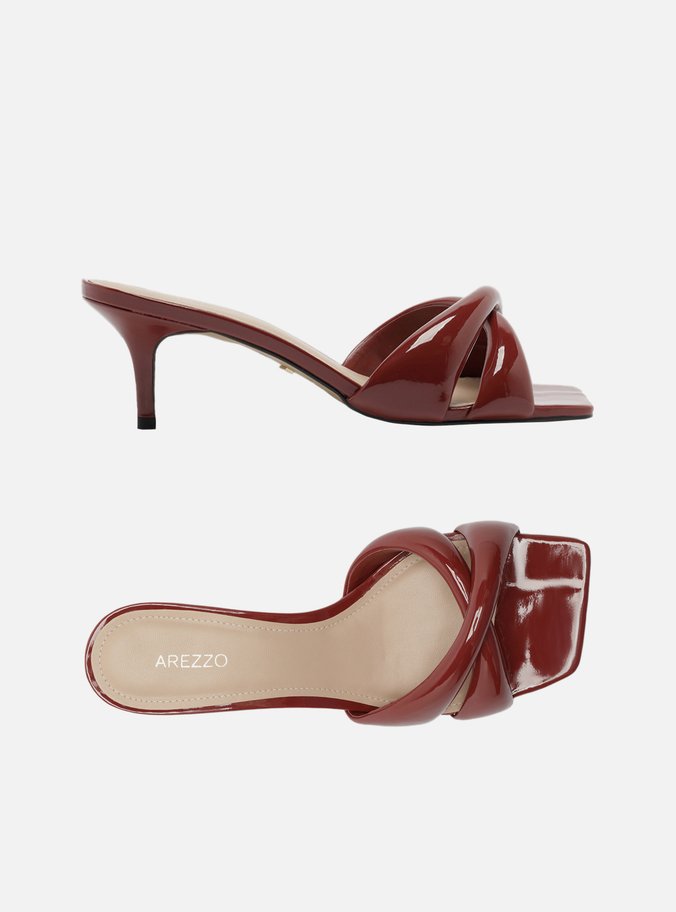 Mule Vermelho Salto Médio Tiras Maxi