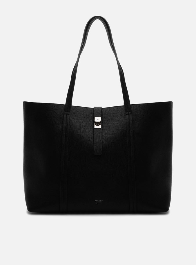 Bolsa Shopping Preta Grande Fecho Metálico