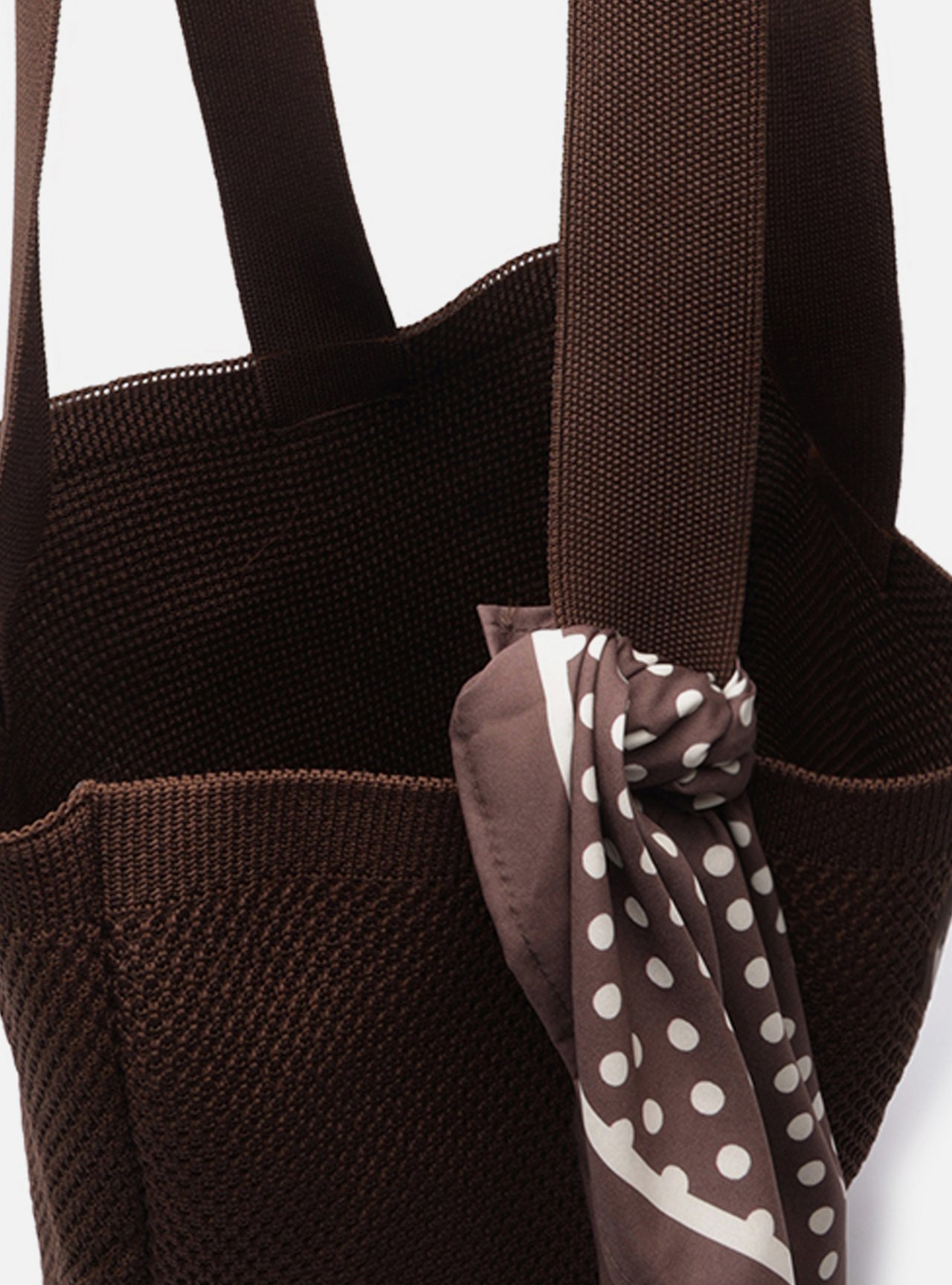 Bolsa Shopping Marrom Crochê Grande Lenço Brizza — foto 4