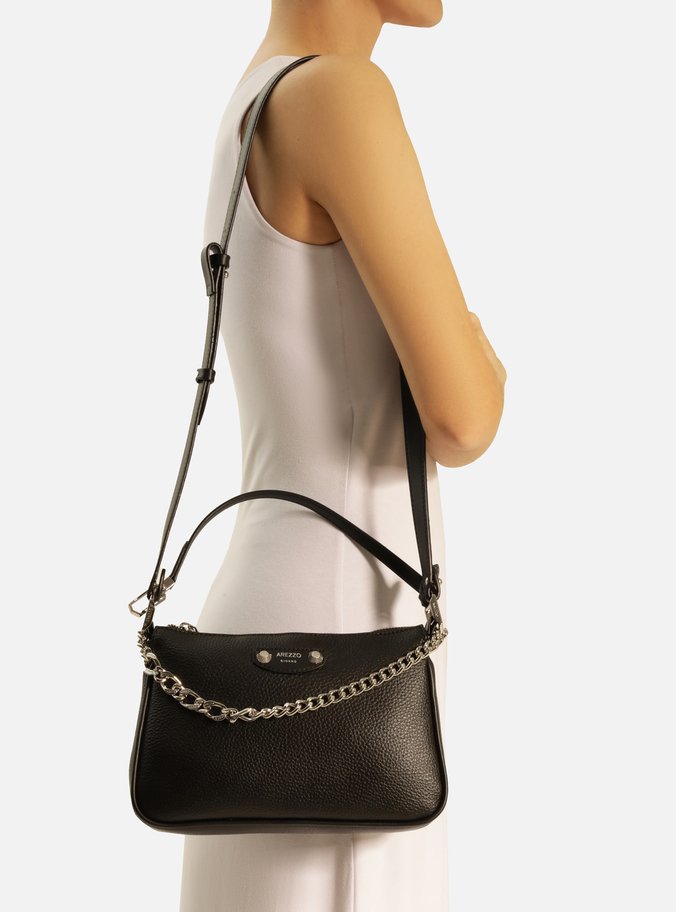 Bolsa Tiracolo Preta Pequena Corrente Tag