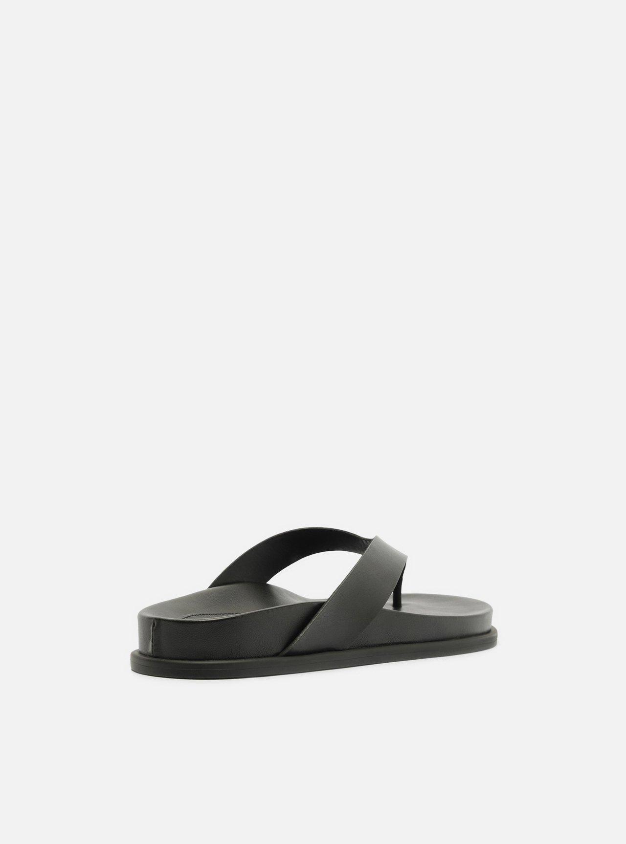 Sandália Papete Preta Couro Tiras Flip Flop — foto 3