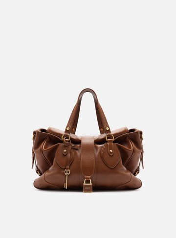 Bolsa Tote Caramelo Couro Média Cadeado