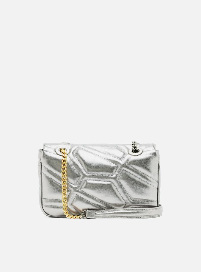 Bolsa Tiracolo Prata Couro Emma Média