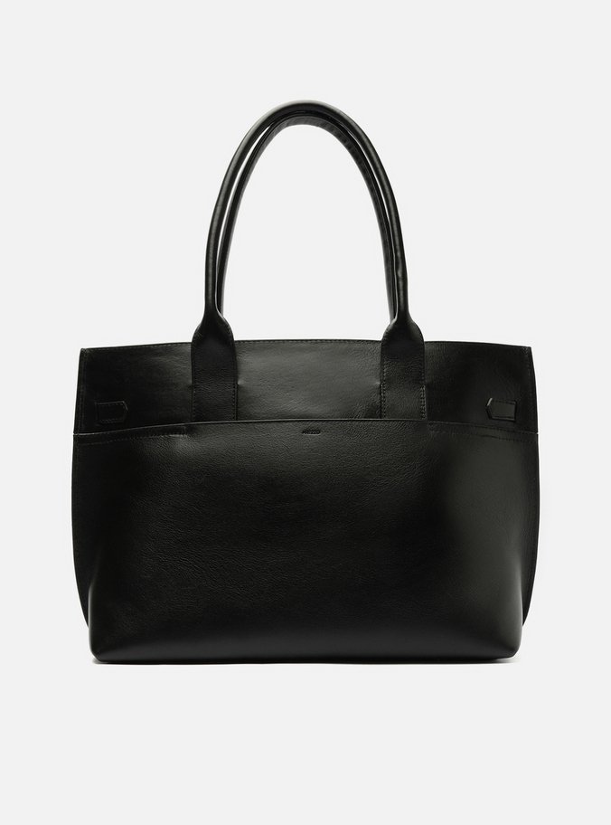 Bolsa Shopping Preta Couro Grande Selaria Lenny
