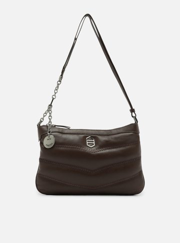 Bolsa Tiracolo Marrom Couro Média Costuras