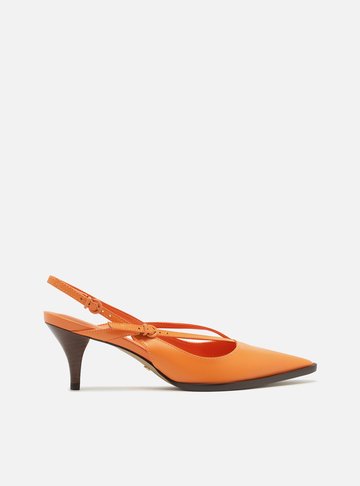 Scarpin Laranja Salto Baixo Tiras