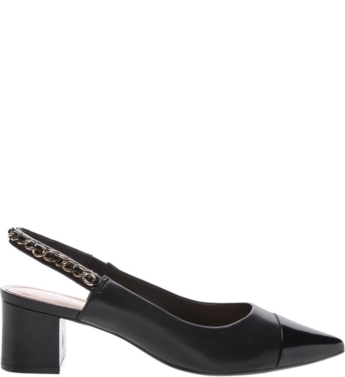 Scarpin Check Mate Slingback Corrente Preto