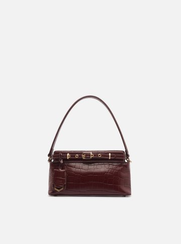 Arezzo — Bolsa Tiracolo Vinho Couro Croco Pequena Bag Charm