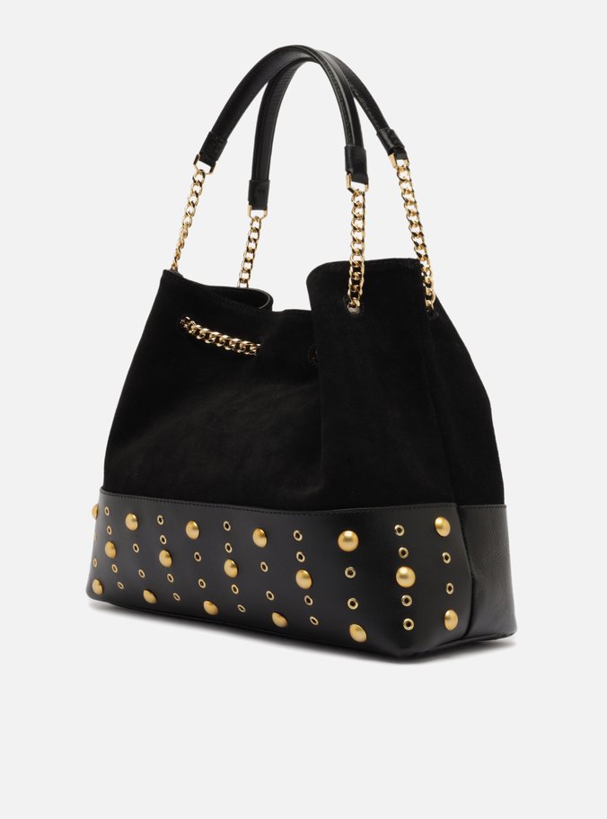 Bolsa Bucket Preta Couro Acamurçado Grande