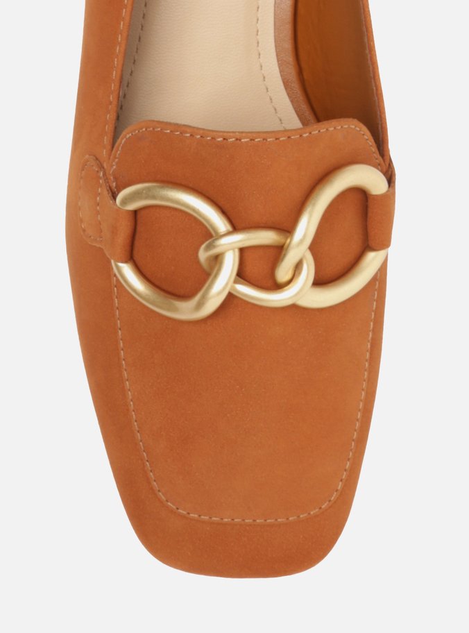 Mocassim Marrom Nobuck Bico Quadrado Elos