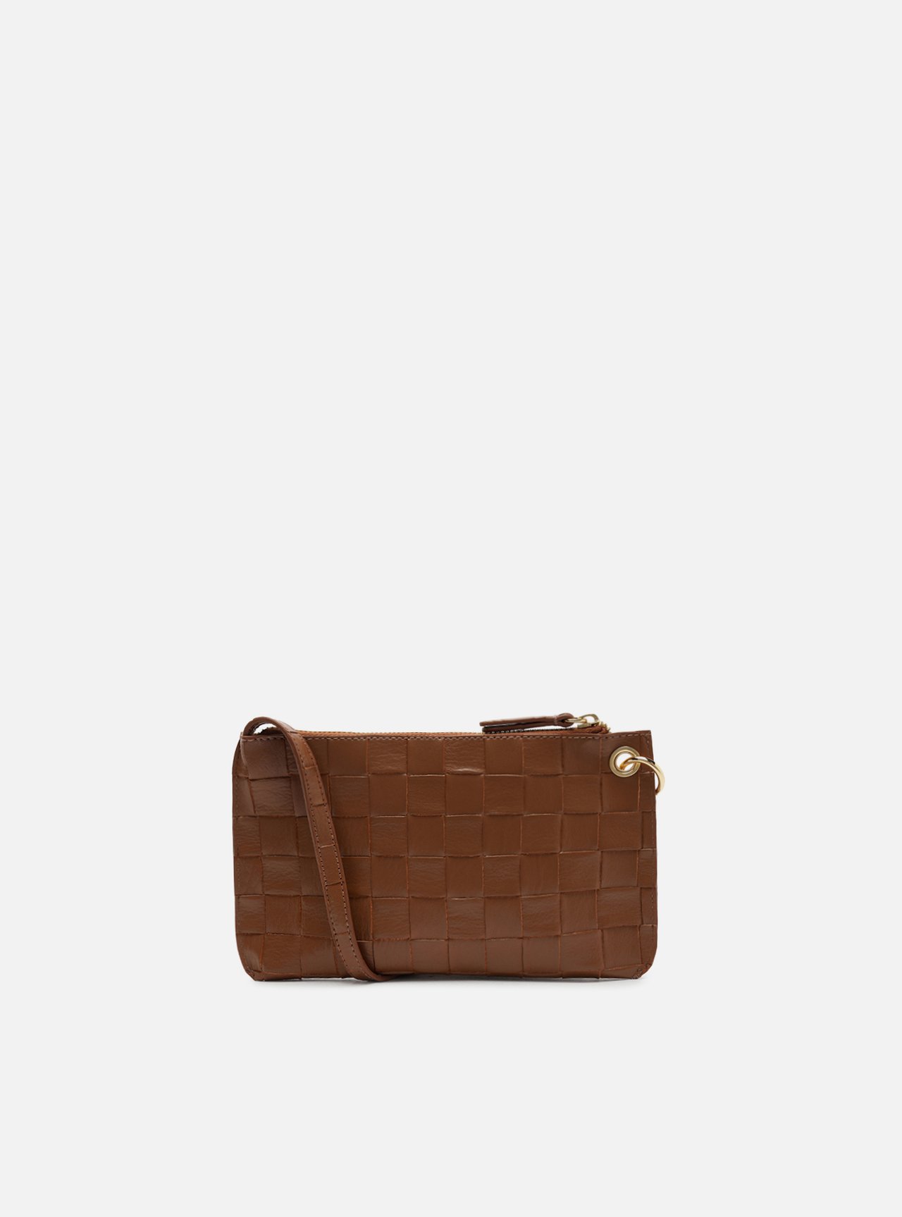 Bolsa Tiracolo Caramelo Tressê Pequena Tag — foto 3