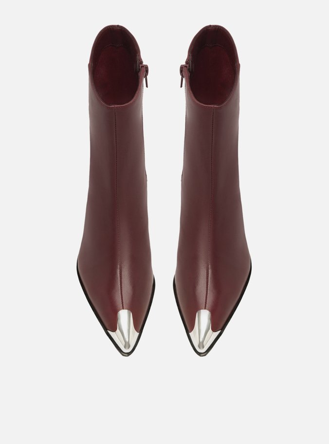 Bota Vinho Couro Cano Curto West Cap Toe Metal