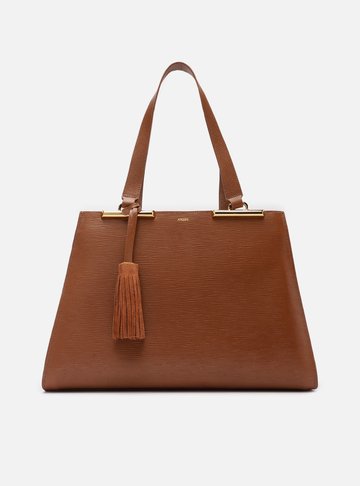 Bolsa Shopping Marrom Couro Jeni Grande
