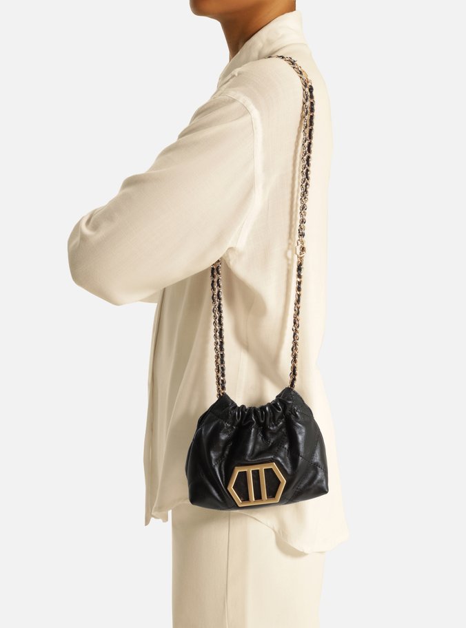 Bolsa Tiracolo Preta Couro Esther Pequena