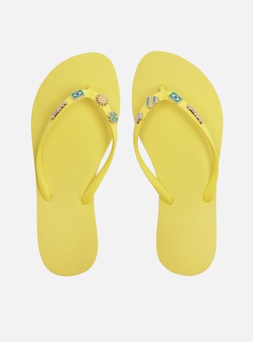 Arezzo — Chinelo de Dedo Amarelo Flatform Brizza
