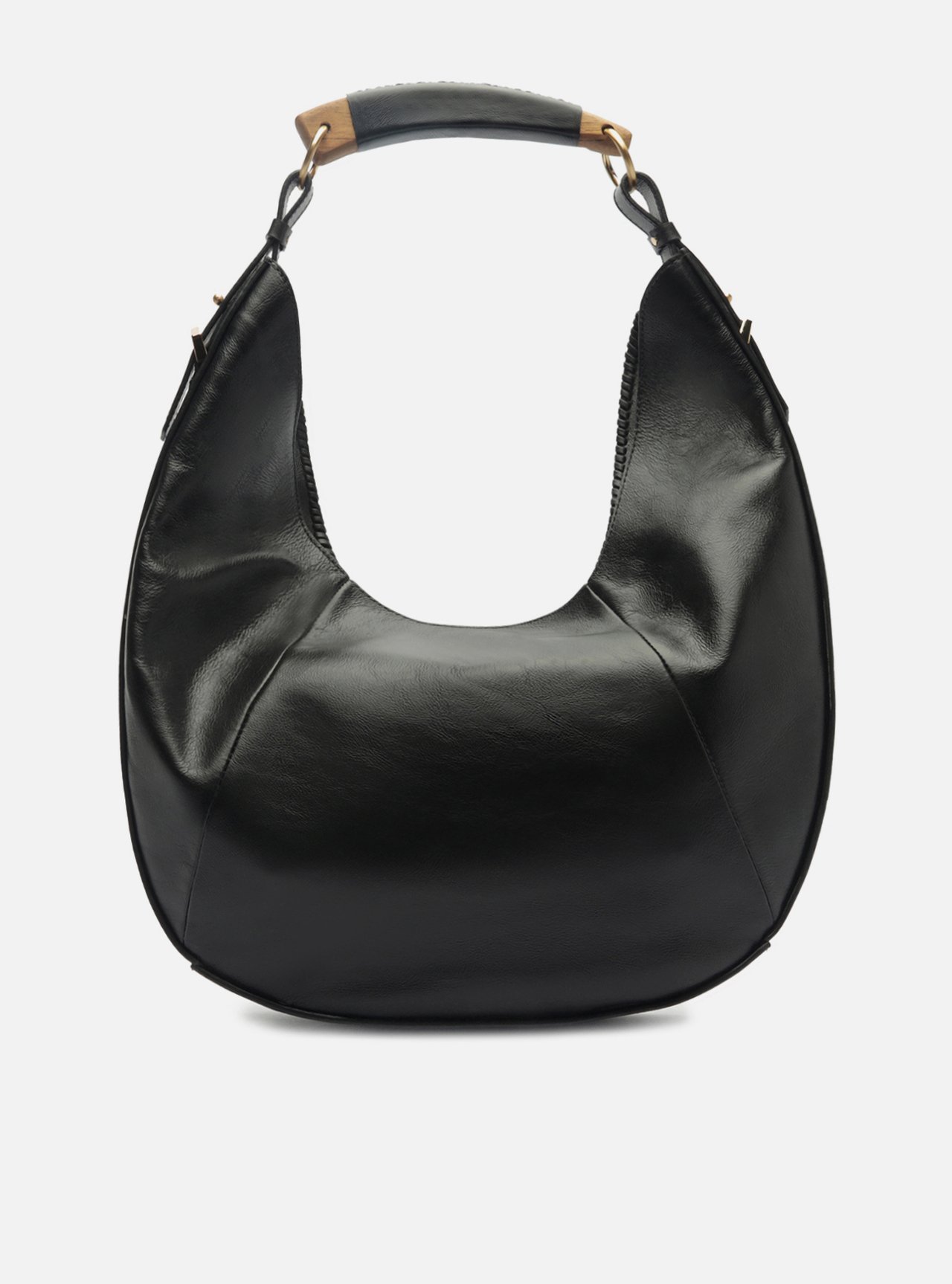 Bolsa Hobo Preta Couro Grande Tressê — foto 3