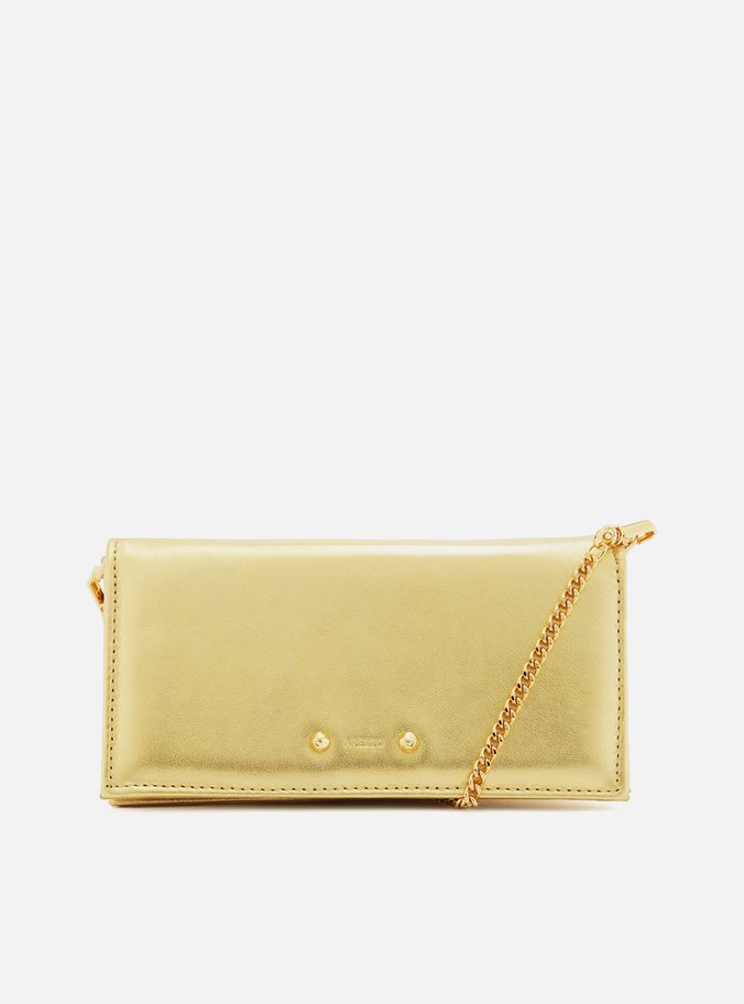 Clutch Dourada Couro Pequena Rebites