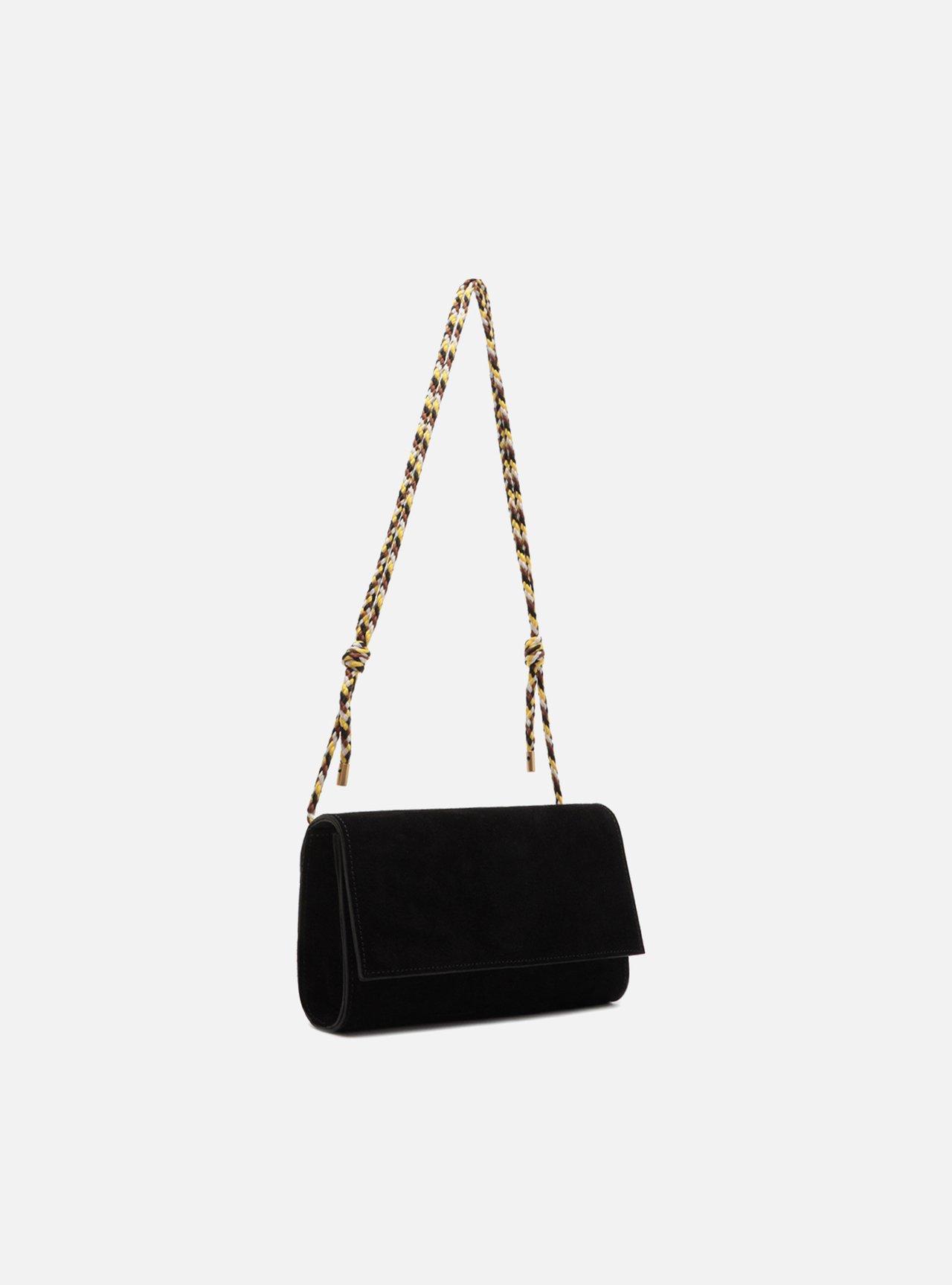 Bolsa Clutch Preta Camurça Pequena Cordão — foto 5