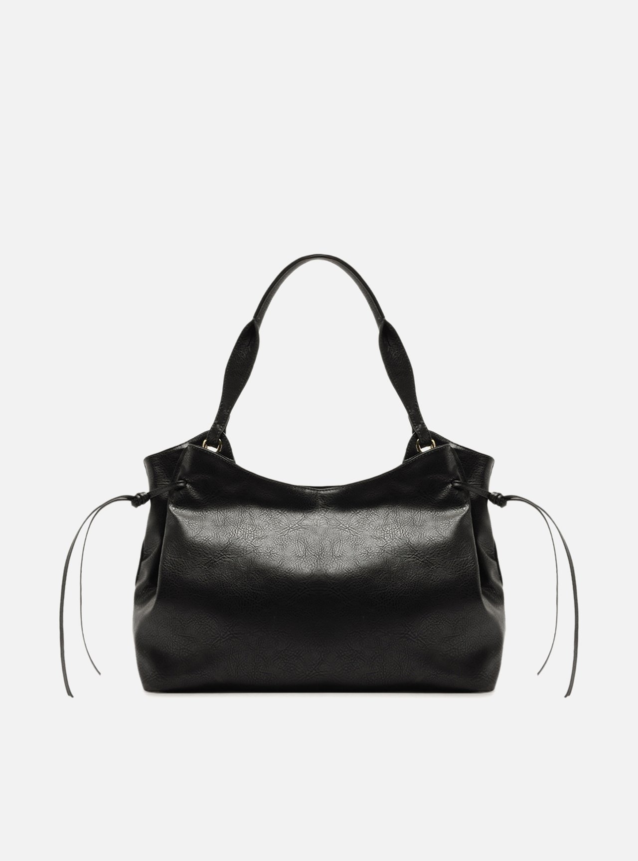 Bolsa Hobo Preta Grande Franzida — foto 3