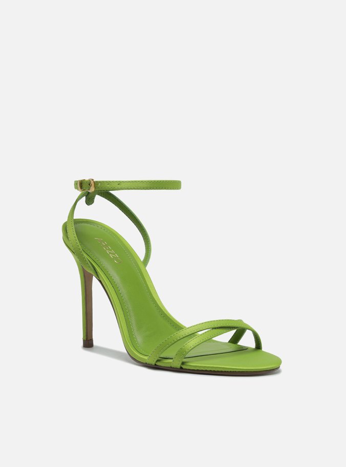 Sandália Verde Cetim Salto Fino